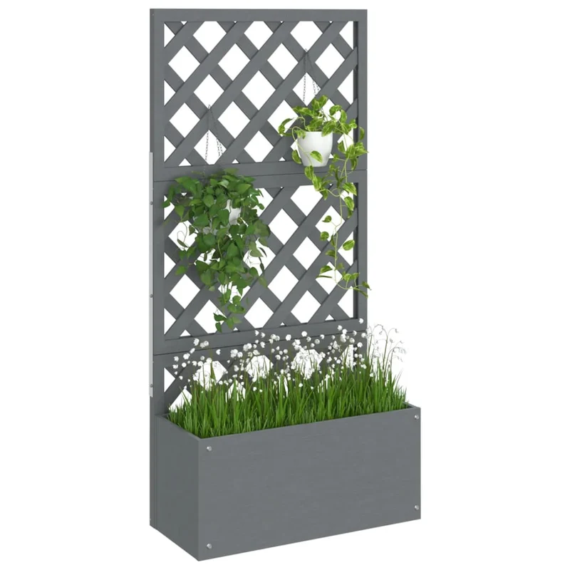 Jardinera Con Enrejado Gris Wpc 65x33x135 Cm