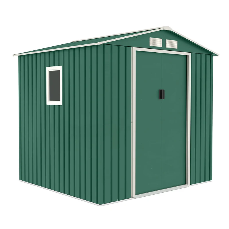 Caseta Metálica High Door Menorca Verde - Amplio Almacenamiento - 2,14x2,045x1,94 M - Multicolor