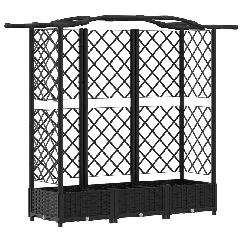Cama Elevada Con Trellis Y Techo Negro 163 X 40 X 123 Cm Pp
