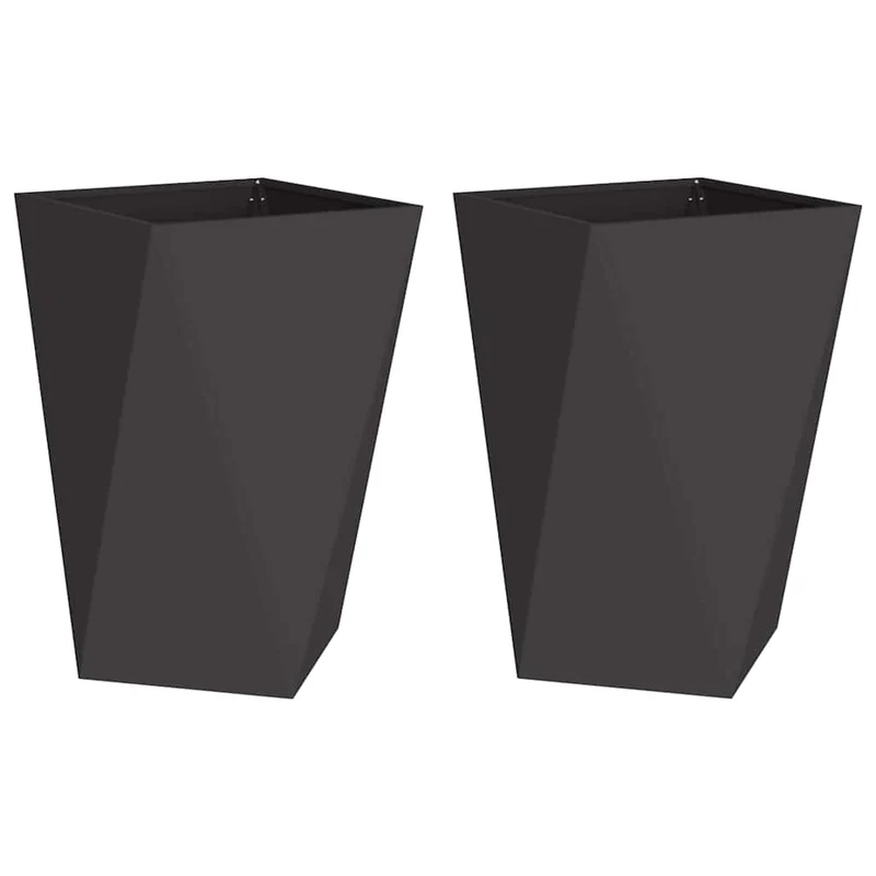 Jardinera 2 Uds. Negro 50 X 50 X 75 Cm Acero