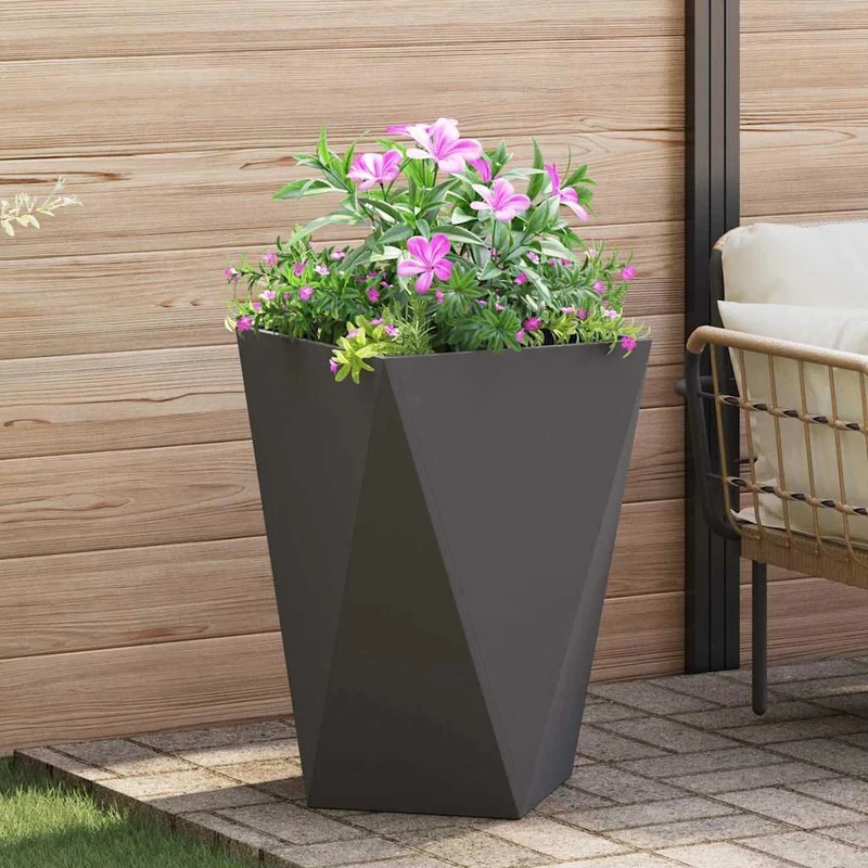 Jardinera 2 Uds. Negro 50 X 50 X 75 Cm Acero