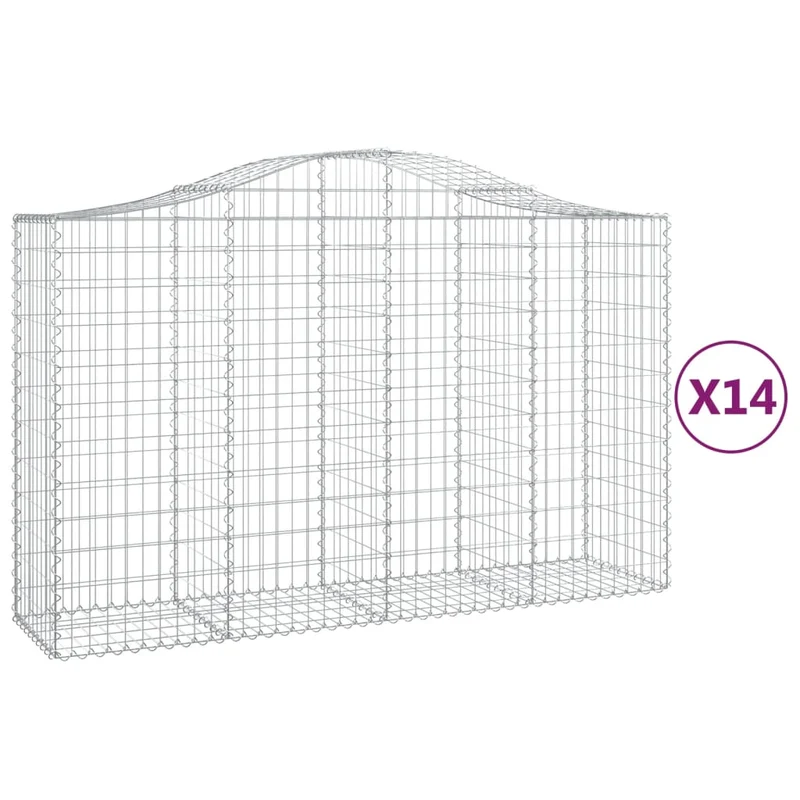 Cestas Gaviones 14 Uds Forma De Arco Hierro 200x50x120/140 Cm