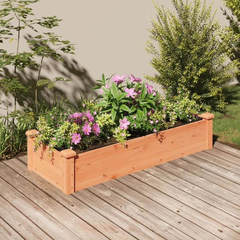 Jardinera Arriate Forro Madera Maciza Abeto Marrón 120x45x25 Cm