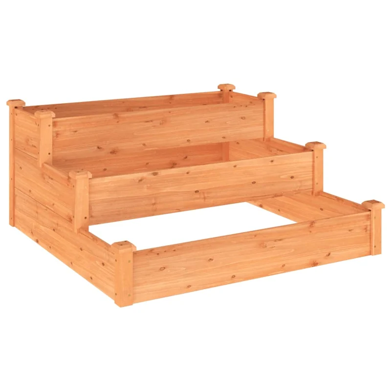 Jardinera Arriate Madera Maciza De Abeto Marrón 120x120x56 Cm