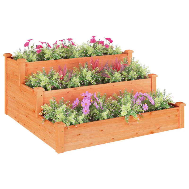 Jardinera Arriate Madera Maciza De Abeto Marrón 120x120x56 Cm