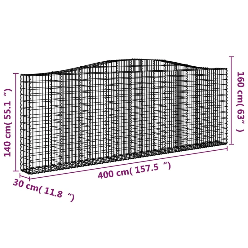 Cestas Gaviones 6 Uds Forma De Arco Hierro 400x30x140/160 Cm