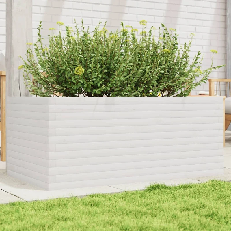 Jardinera De Madera Maciza De Pino Blanco 110x60x46 Cm