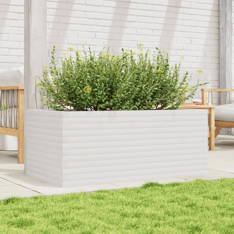 Jardinera De Madera Maciza De Pino Blanco 110x60x46 Cm