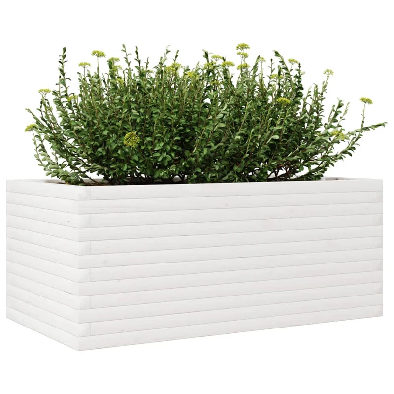 Jardinera De Madera Maciza De Pino Blanco 110x60x46 Cm