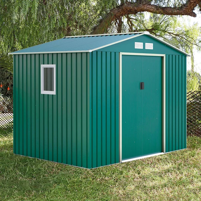 Caseta Metálica High Door Mallorca Verde - Espacio Y Ventilación - 2,77x2,12x1,91 M - Multicolor