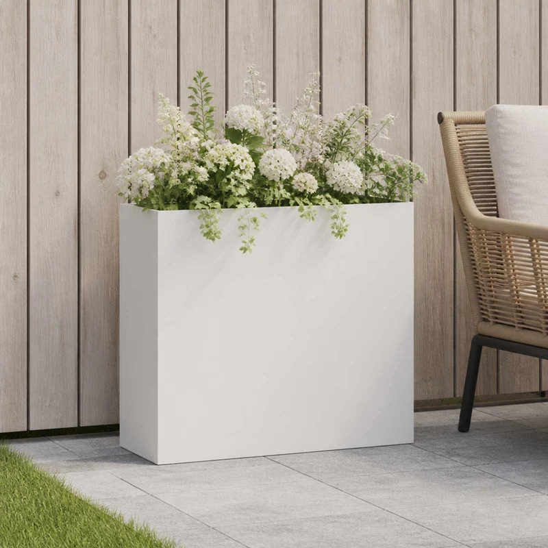 Macetero De Jardín Blanco 50 X 20 X 40 Cm