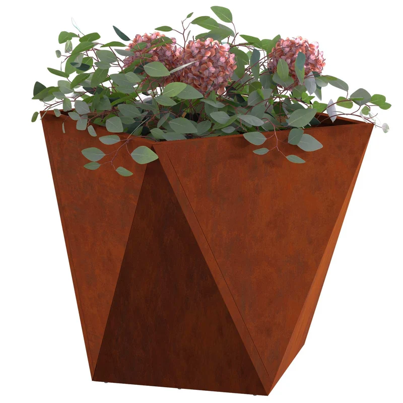 Jardinera Oxidado 40 X 40 X 40 Cm Acero Autopatinable