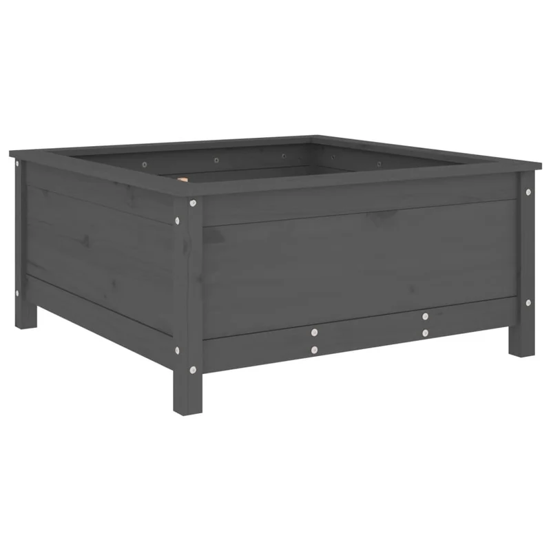 Jardinera Madera Maciza De Pino Gris 82,5x82,5x39 Cm