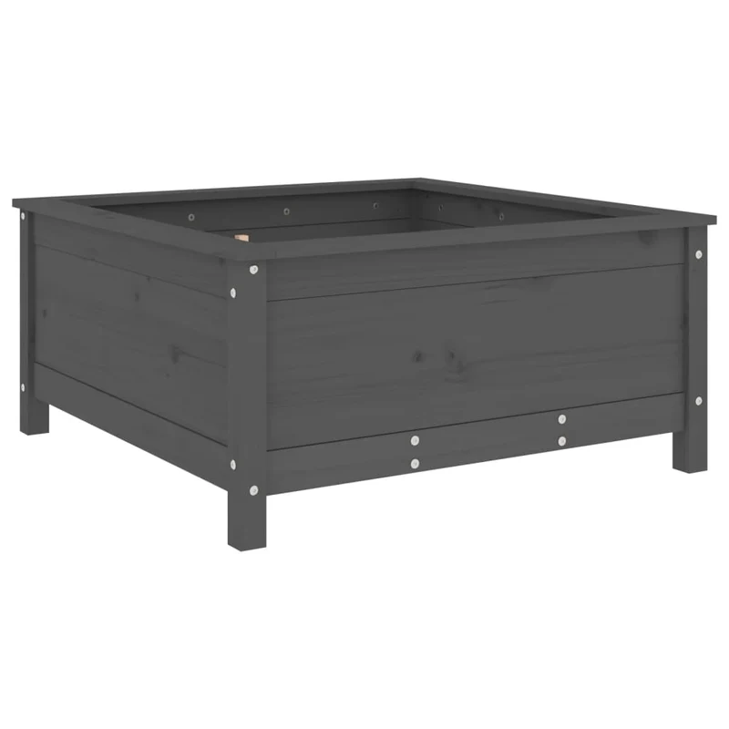 Jardinera Madera Maciza De Pino Gris 82,5x82,5x39 Cm