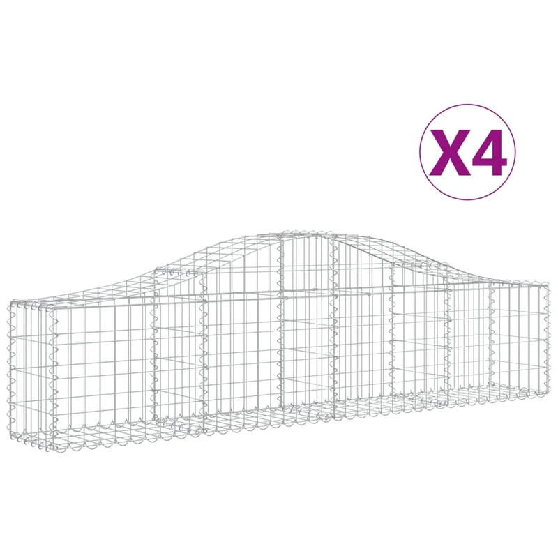 Cestas De Gaviones 4 Uds Forma De Arco Hierro 200x30x40/60 Cm
