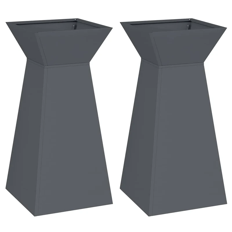 Maceta Pilar 2 Uds. Gris Antracita 35 X 35 X 73 Cm