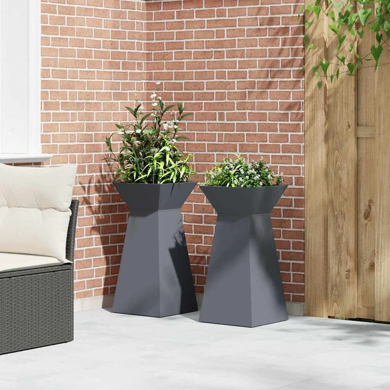 Maceta Pilar 2 Uds. Gris Antracita 35 X 35 X 73 Cm