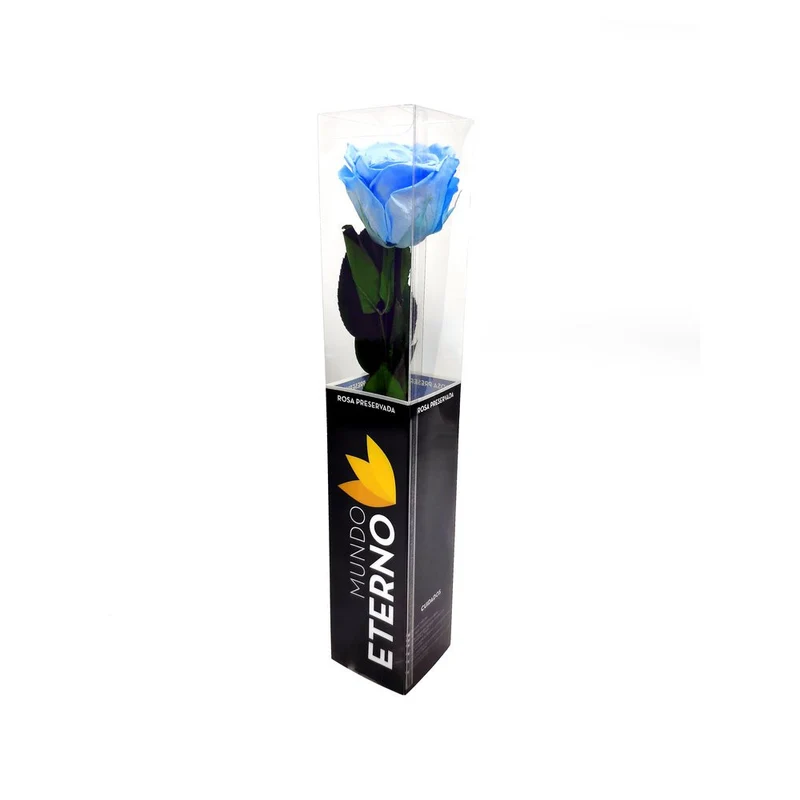 Mundo Eterno Rosa Preservada Azul Claro 35cm