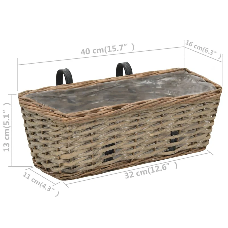 Jardinera De Balcón Con Forro Pe 40 Cm 2 Unidades