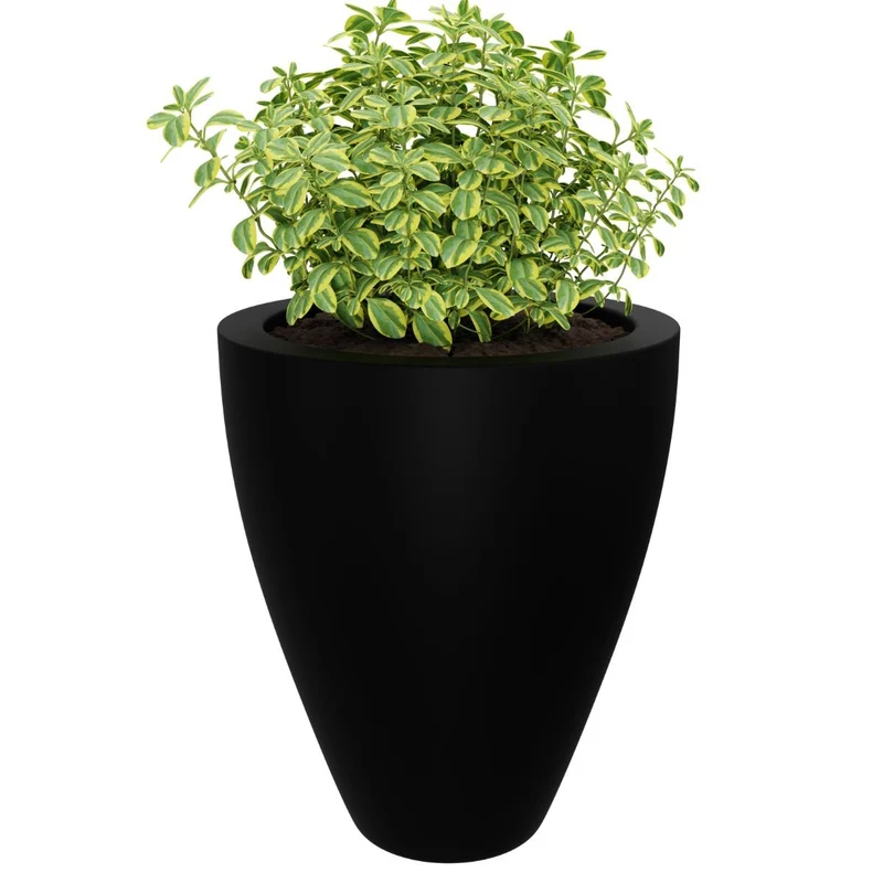 GARDRA Jardinière en polyester noire de jais Ø 80x100 cm RAL 9005