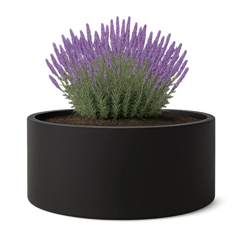GARDRA Jardinière en polyester noire de jais Ø 150x60 cm RAL 9005