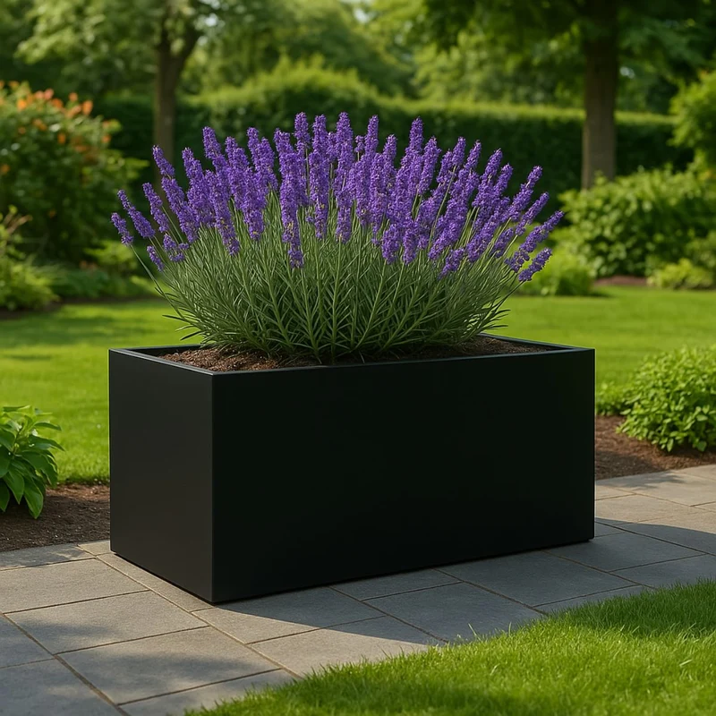 GARDRA Jardinière en polyester noire de jais 120x50x60 cm RAL 9005