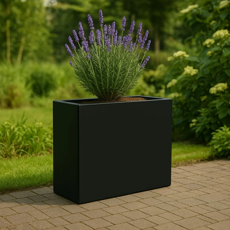 GARDRA Jardinière en polyester noire de jais 90x25x80 cm RAL 9005