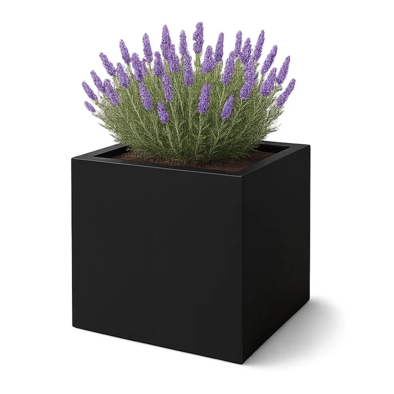 GARDRA Jardinière en polyester noire de jais 80x80x80 cm RAL 9005