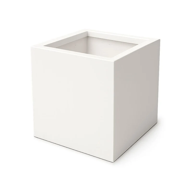 GARDRA Jardinière en polyester blanche pur 80x80x80 cm RAL 9010