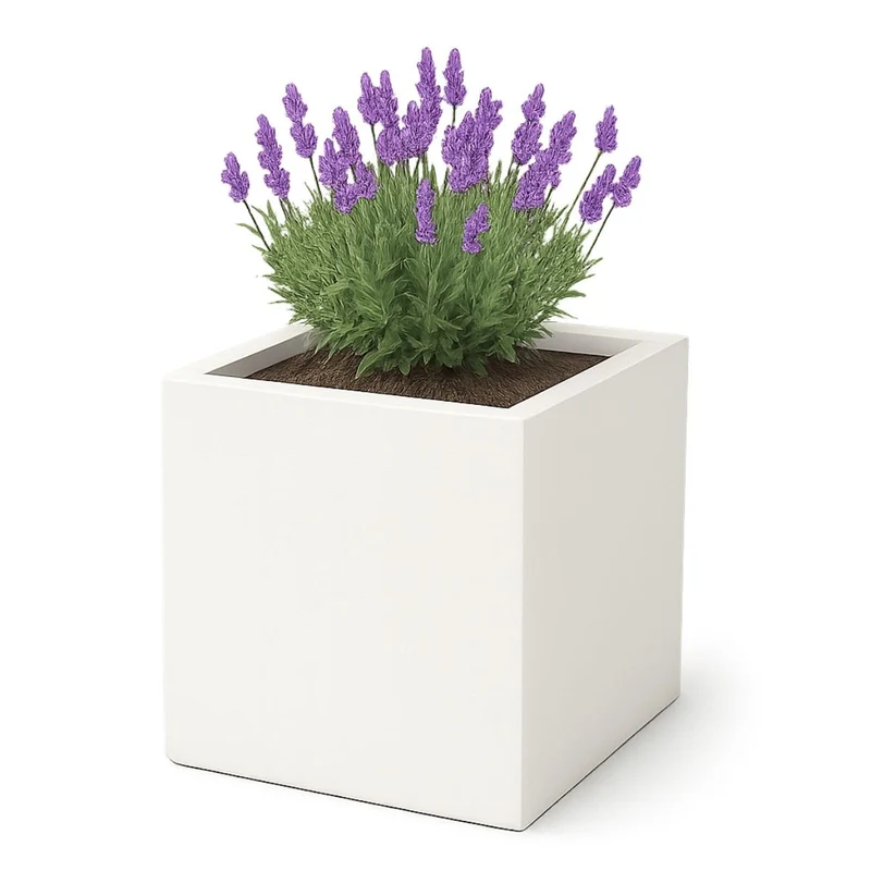 GARDRA Jardinière en polyester blanche pur 70x70x70 cm RAL 9010