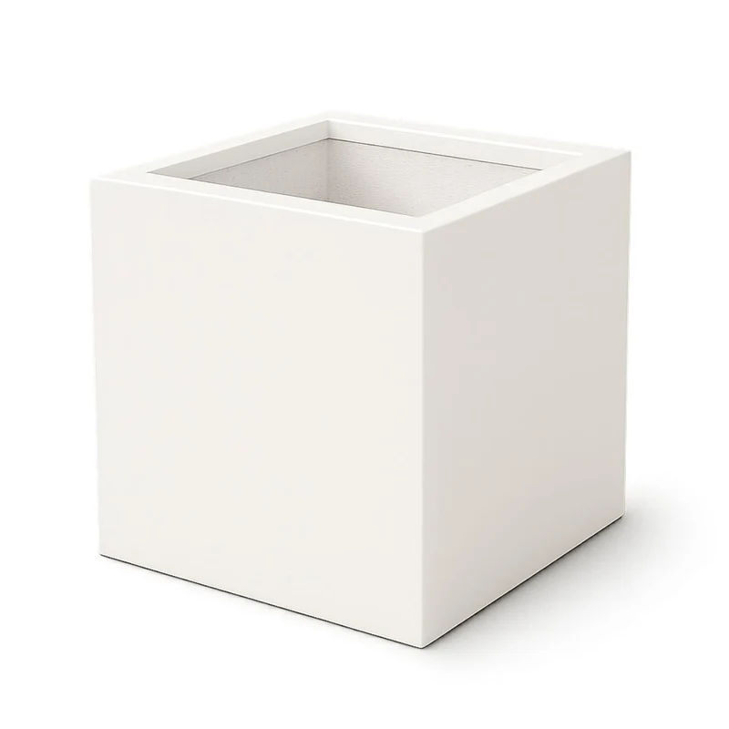 GARDRA Jardinière en polyester blanche pur 60x60x60 cm RAL 9010