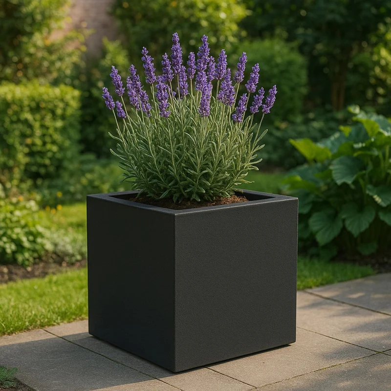 GARDRA Jardinière en polyester noire de jais 60x60x60 cm RAL 9005