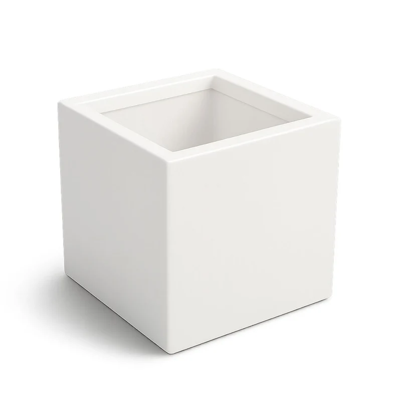 GARDRA Jardinière en polyester blanche pur 50x50x50 cm RAL 9010