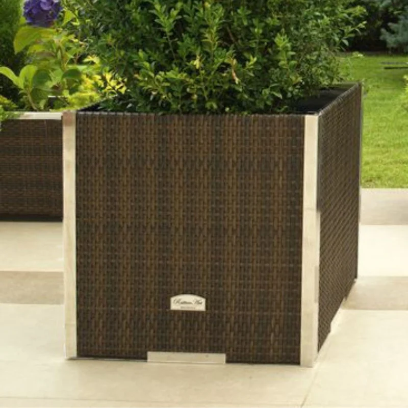 Jardinera Ratán con Marco de Aluminio (Marrón y Negro) 46x46x46