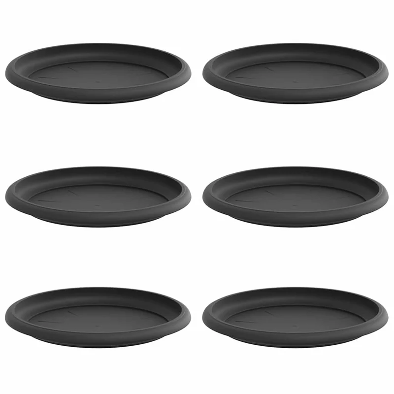 Bandeja Redonda Para Flores 6 Uds. Negro Ø 17,5 X 2 Cm Plástico