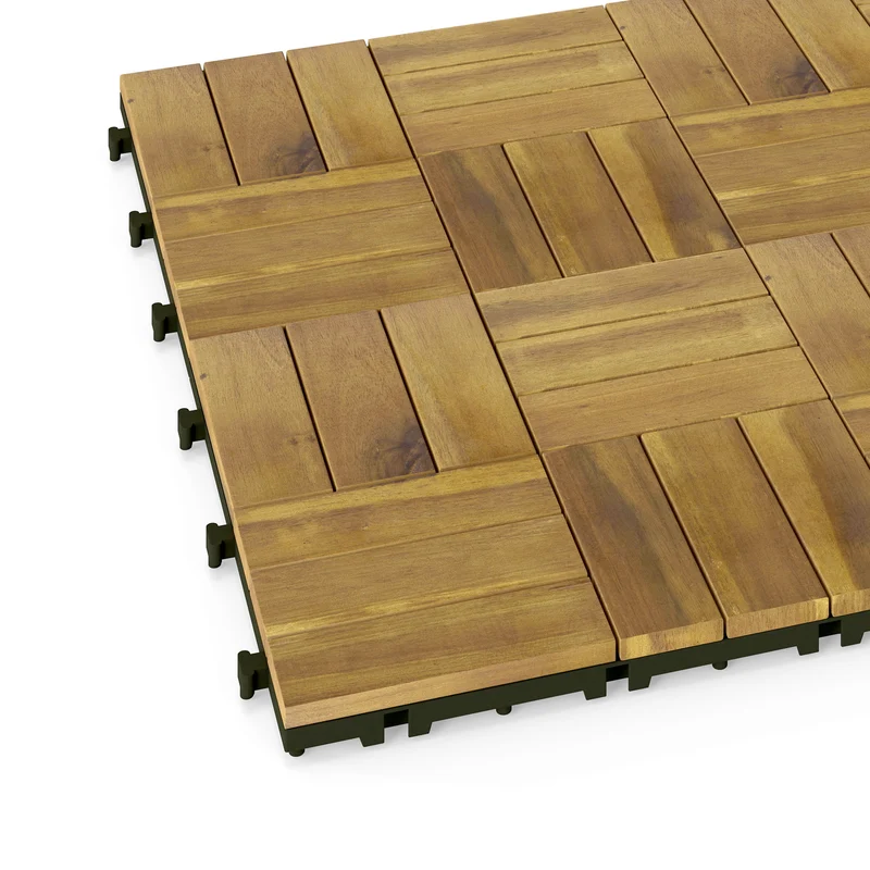 Outsunny Set De 10 Piezas Baldosas De Exterior De Madera 31x31 Cm 0,91m² Natural