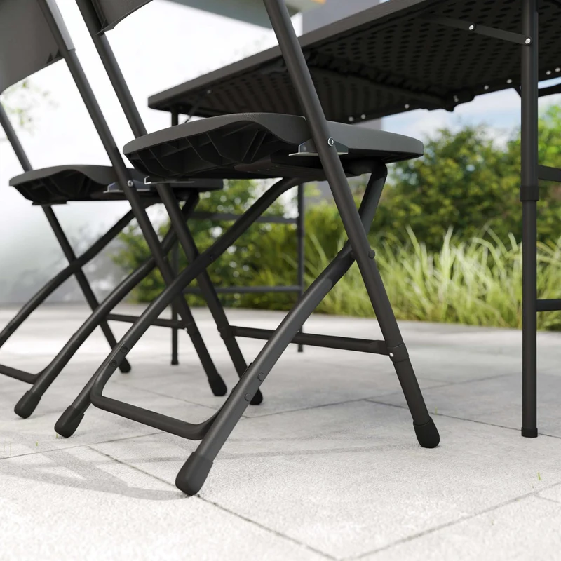 Outsunny Conjunto De Mesa Y Sillas Jardín Plegable 5 Piezas Con Mesa Ajustable