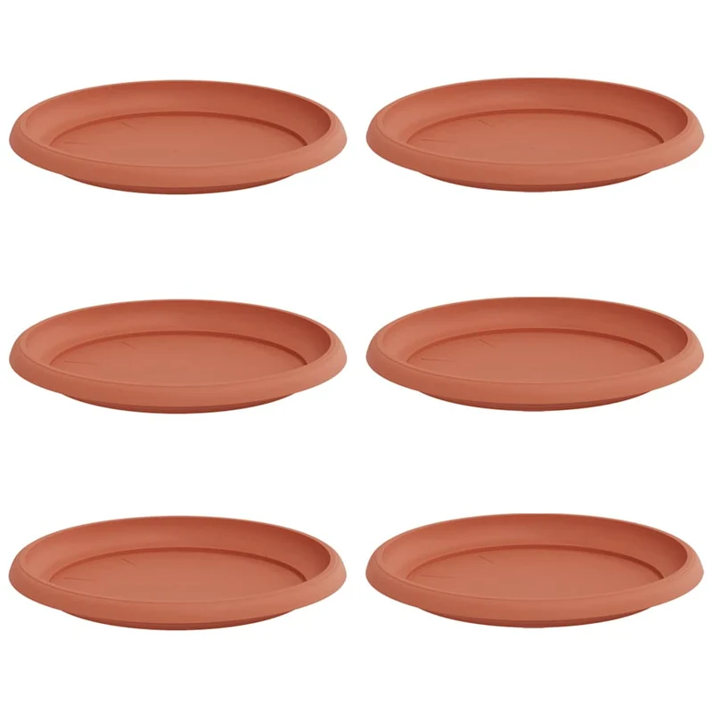 Bandeja Redonda Para Flores 6 Uds. Rojo Ladrillo Plástico