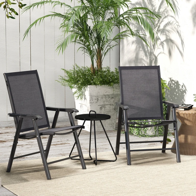 Outsunny Conjunto De 2 Sillas De Camping Plegables Con Reposabrazos Para Jardín