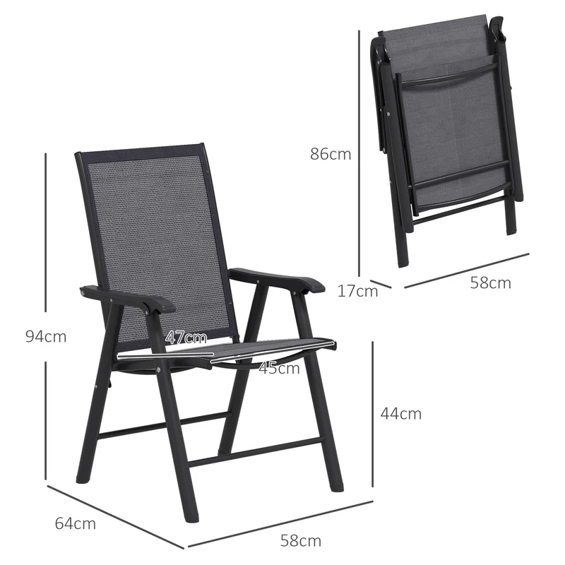 Outsunny Conjunto De 2 Sillas De Camping Plegables Con Reposabrazos Para Jardín