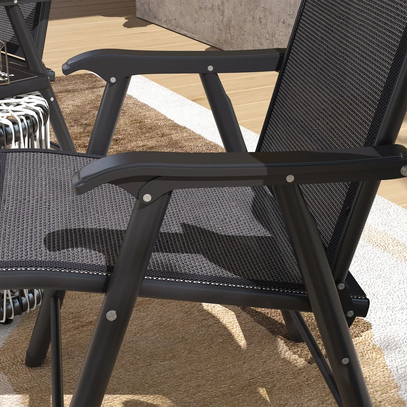 Outsunny Conjunto De 2 Sillas De Camping Plegables Con Reposabrazos Para Jardín