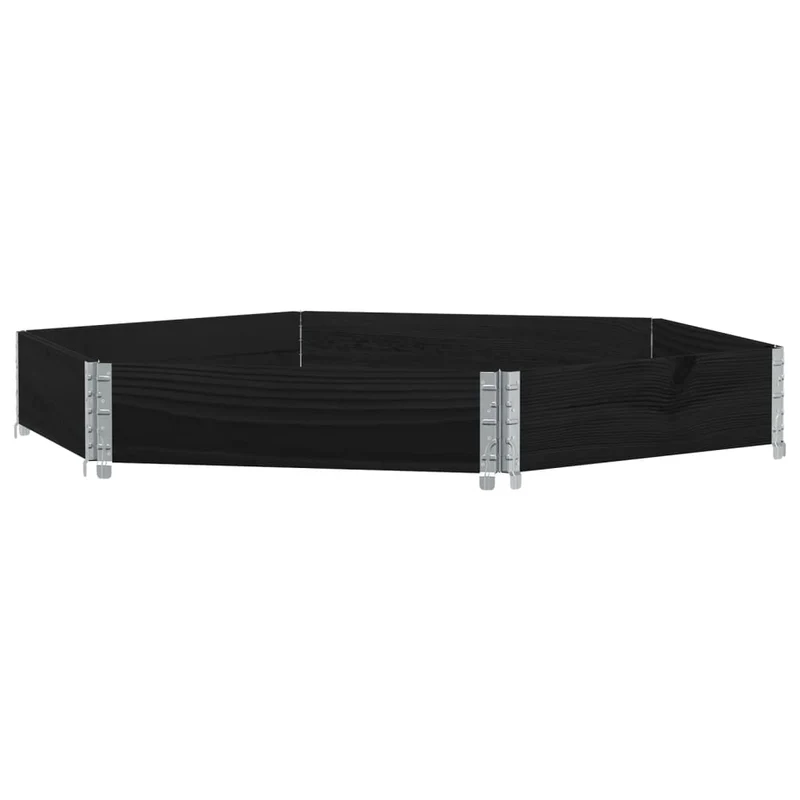 Arriate Elevado Hexagonal Madera Maciza Pino Negro 160x160 Cm
