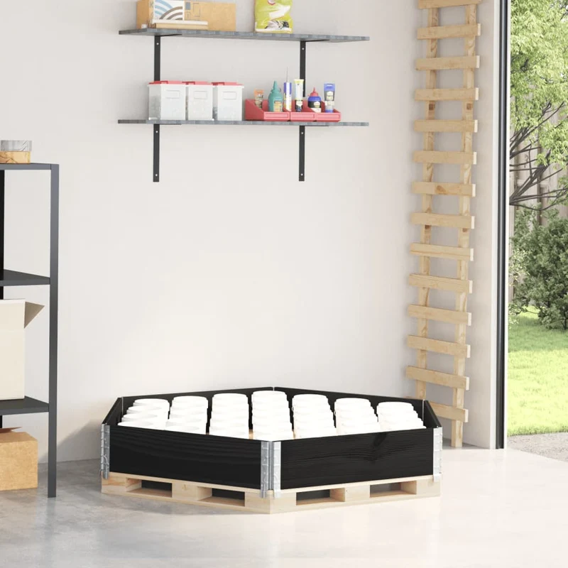 Arriate Elevado Hexagonal Madera Maciza Pino Negro 160x160 Cm