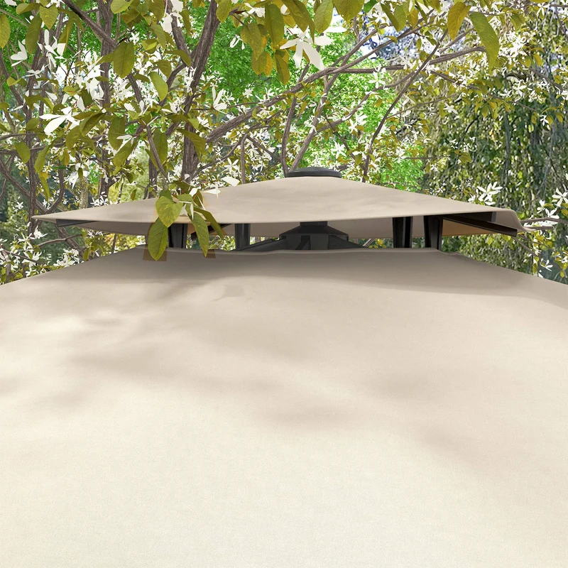 Outsunny Sombrilla De Jardín Inclinable 300x300 Cm Parasol De Aluminio Caqui