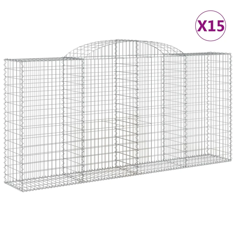 Cestas Gaviones 15 Uds Forma De Arco Hierro 300x50x140/160 Cm