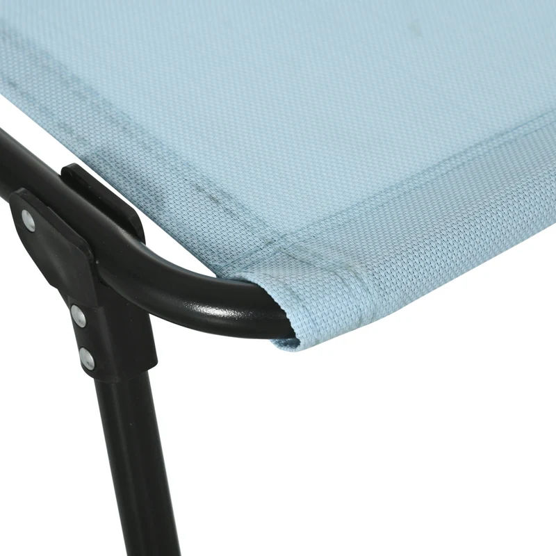 Outsunny Tumbona Plegable Reclinable En 4 Posiciones Con Marco De Acero Azul