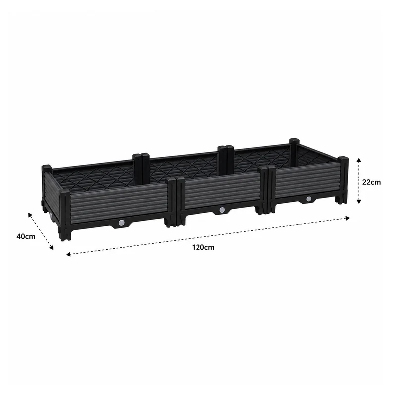 Jardinera Elevada 120x40x22cm Nyana Garden | Modular | Drenaje | Fácil Montaje