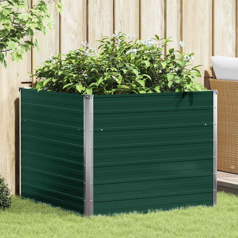 Jardinera Elevada De Acero Galvanizado Verde 100x100x77 Cm
