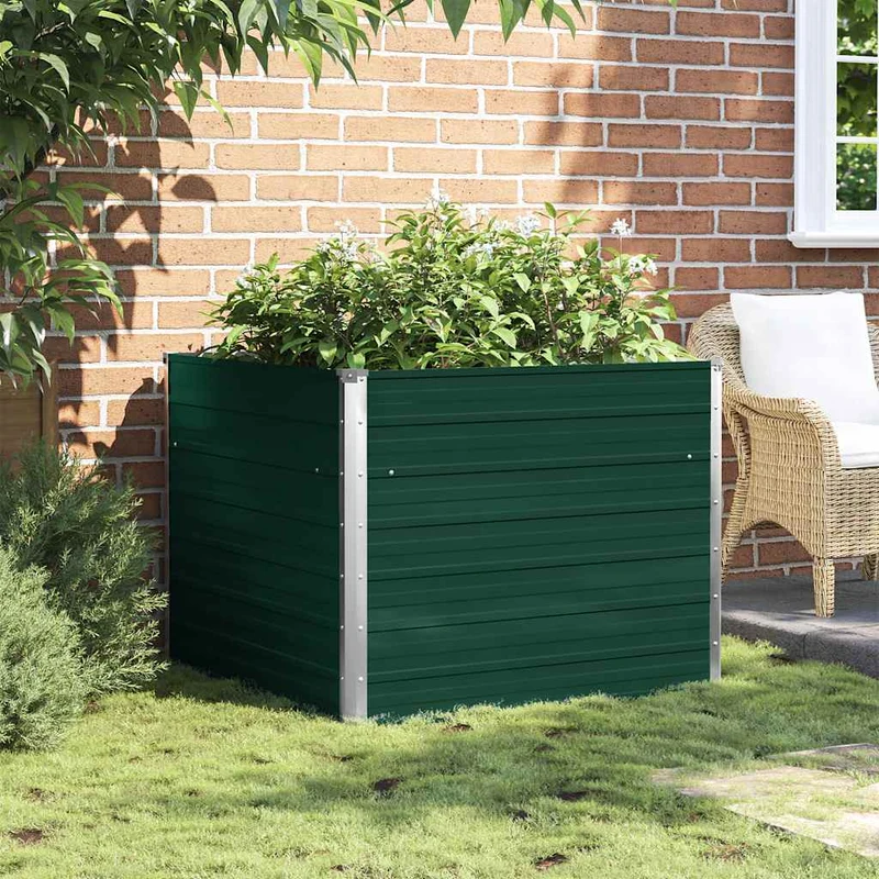 Jardinera Elevada De Acero Galvanizado Verde 100x100x77 Cm