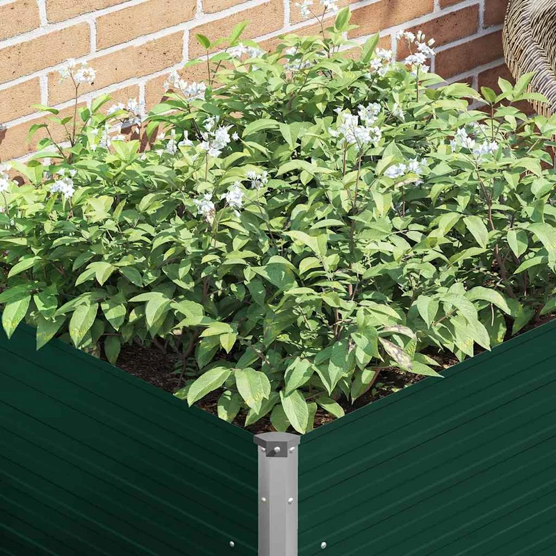 Jardinera Elevada De Acero Galvanizado Verde 100x100x77 Cm